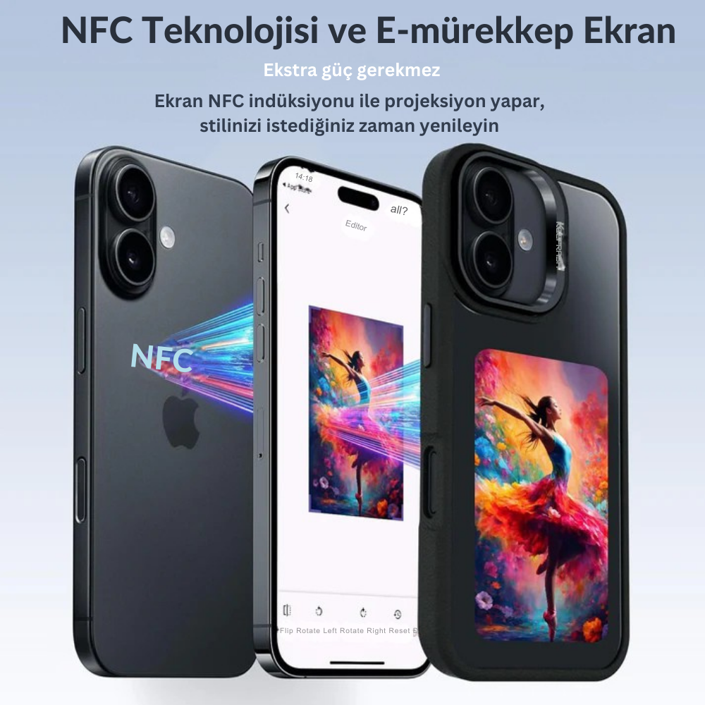 iPhone Akıllı Kılıf – NFC Dijital Ekranlı, Kişiselleştirilebilir