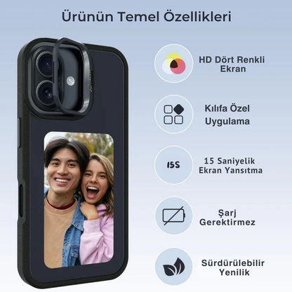 iPhone Akıllı Kılıf – NFC Dijital Ekranlı, Kişiselleştirilebilir