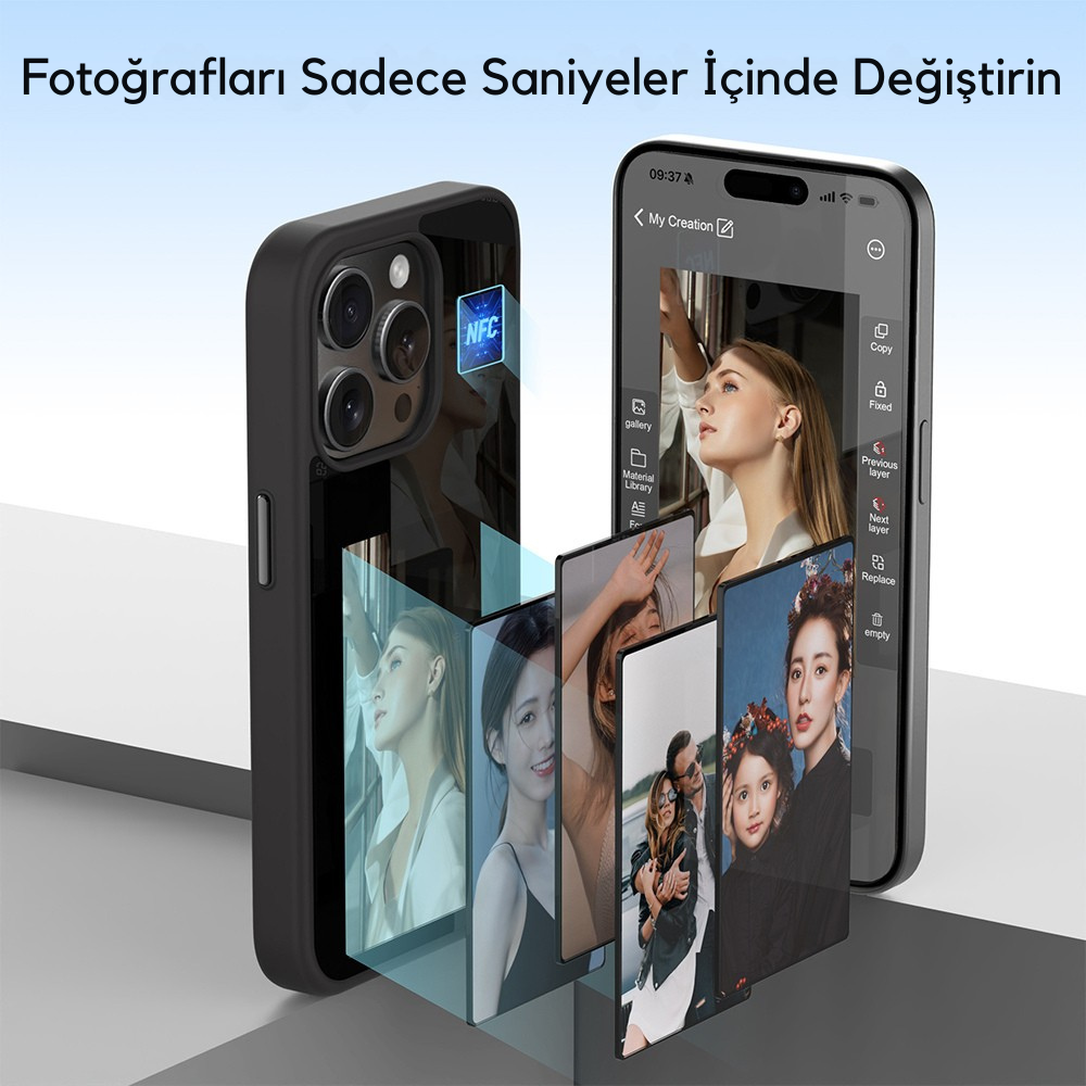 iPhone Akıllı Kılıf – NFC Dijital Ekranlı, Kişiselleştirilebilir